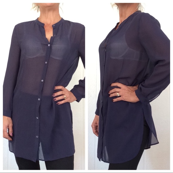 Eileen Fisher Tops - EILEEN FISHER SILK SHEER BLOUSE TUNIC SIZE SMALL